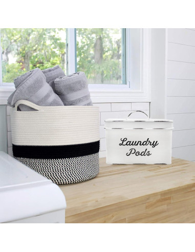 Contenedor de Almacenamiento para Pods de Lavandería AuldHome Blanco Rústico