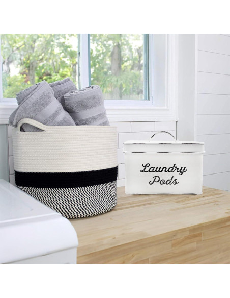 Contenedor de Almacenamiento para Pods de Lavandería AuldHome Blanco Rústico