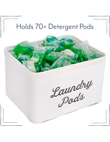 Contenedor de Almacenamiento para Pods de Lavandería AuldHome Blanco Rústico