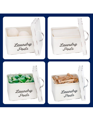 Contenedor de Almacenamiento para Pods de Lavandería AuldHome Blanco Rústico