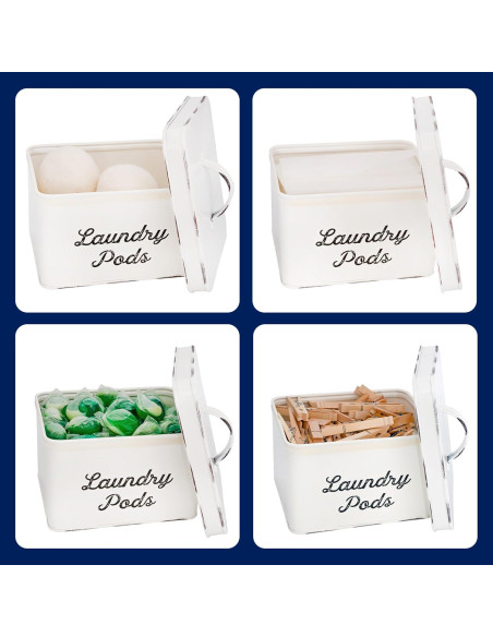 Contenedor de Almacenamiento para Pods de Lavandería AuldHome Blanco Rústico
