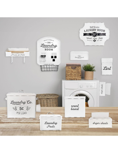 Contenedor de Almacenamiento para Pods de Lavandería AuldHome Blanco Rústico