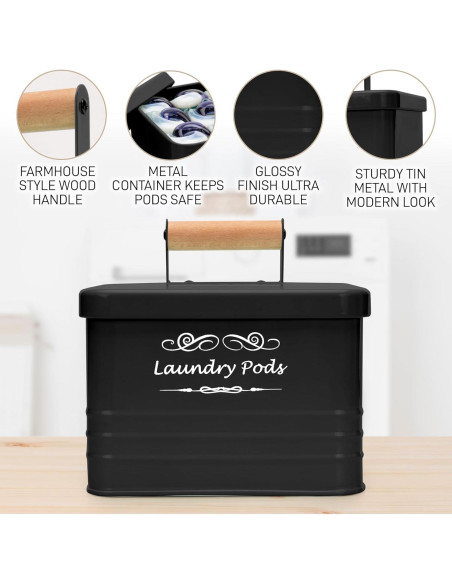 Contenedor de Cápsulas de Lavandería ELITAPRO - Metal Negro