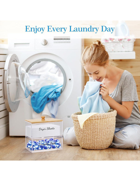 Soporte para Hojas de Secadora JYPS con Cajón y Tapa de Bambú