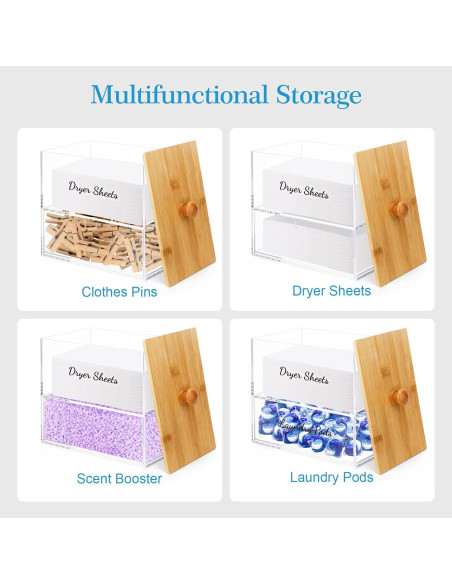 Soporte para Hojas de Secadora JYPS con Cajón y Tapa de Bambú