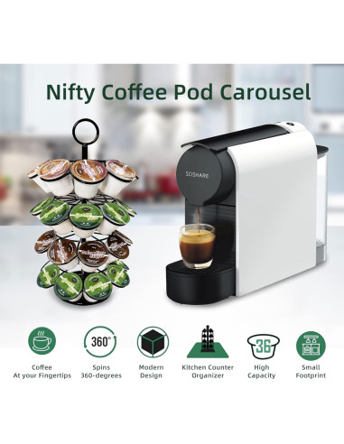 Soporte organizador K-Cup 36 cápsulas metal negro giratorio