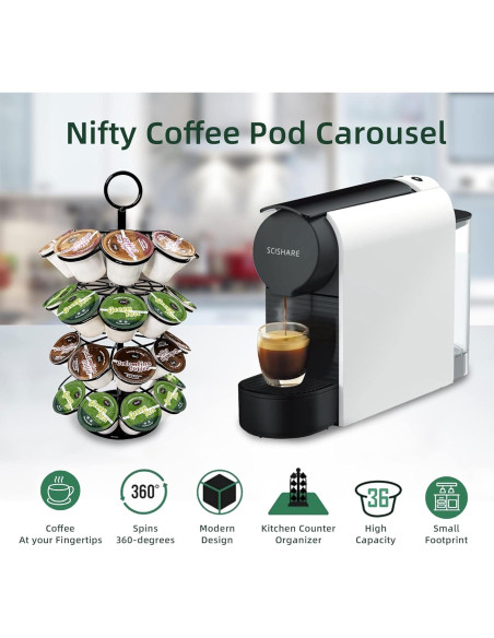 Soporte organizador K-Cup 36 cápsulas metal negro giratorio