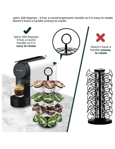 Soporte organizador K-Cup 36 cápsulas metal negro giratorio