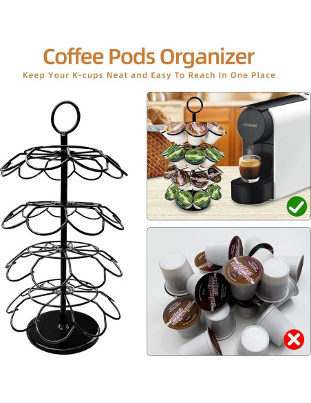 Soporte organizador K-Cup 36 cápsulas metal negro giratorio