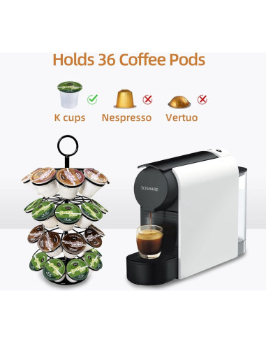 Soporte organizador K-Cup 36 cápsulas metal negro giratorio