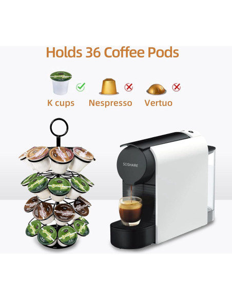 Soporte organizador K-Cup 36 cápsulas metal negro giratorio
