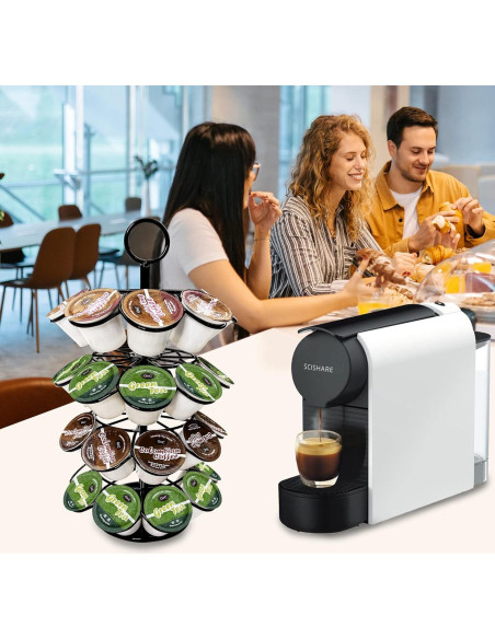 Soporte organizador K-Cup 36 cápsulas metal negro giratorio