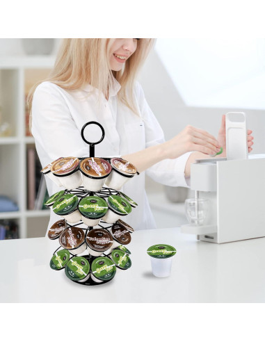 Soporte organizador K-Cup 36 cápsulas metal negro giratorio