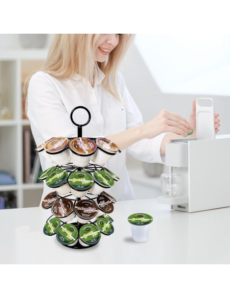 Soporte organizador K-Cup 36 cápsulas metal negro giratorio