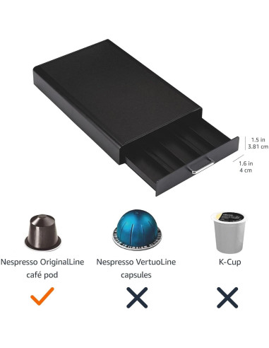 Cajón de Almacenamiento para 50 Cápsulas Nespresso Amazon Basics