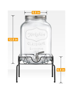 Dispensador de Bebidas de Vidrio NETANY 2 Galones con Soporte 2