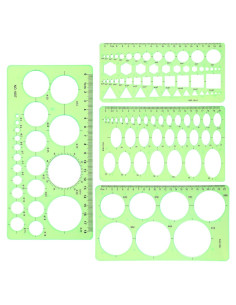 Plantillas de Dibujo Geométrico Dimeho, 4 Pcs, Plástico Verde