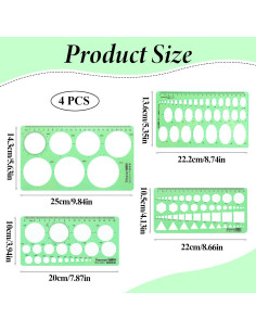 4 Piezas Plantillas Geométricas Plástico Abeillo 2mm 2
