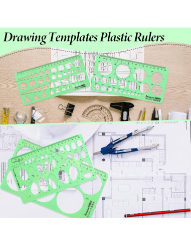 4 Piezas Plantillas Geométricas Plástico Abeillo 2mm