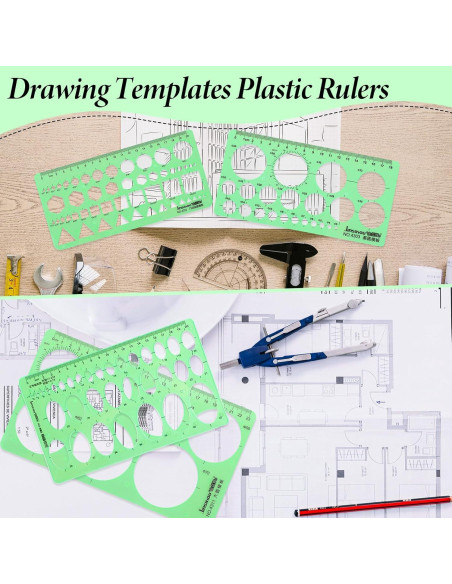 4 Piezas Plantillas Geométricas Plástico Abeillo 2mm