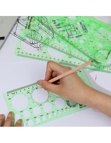4 Piezas Plantillas Geométricas Plástico Abeillo 2mm