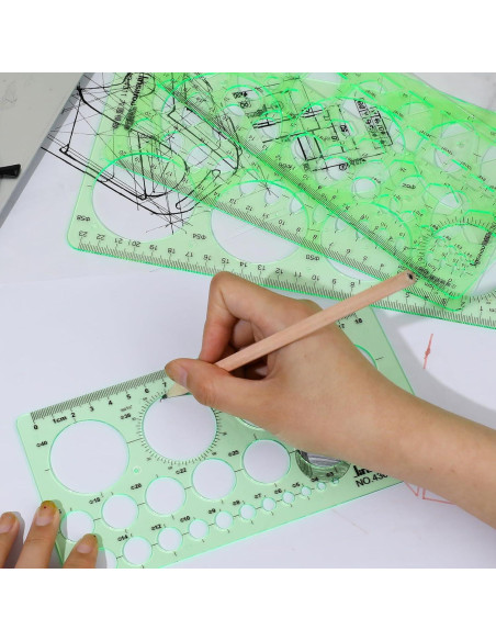 4 Piezas Plantillas Geométricas Plástico Abeillo 2mm