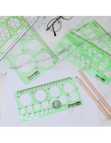 4 Piezas Plantillas Geométricas Plástico Abeillo 2mm