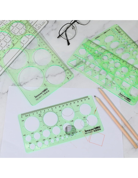 4 Piezas Plantillas Geométricas Plástico Abeillo 2mm