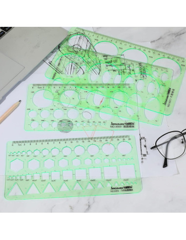 4 Piezas Plantillas Geométricas Plástico Abeillo 2mm