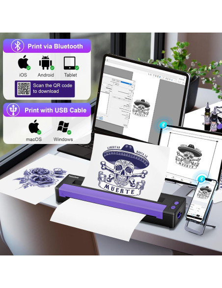 Impresora de Plantillas de Tatuaje Tatouhom P19 Bluetooth