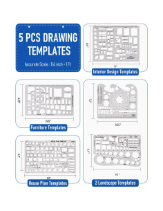 Juego de Dibujo Profesional Nicpro 21PCS con Estuche y Plantillas 2