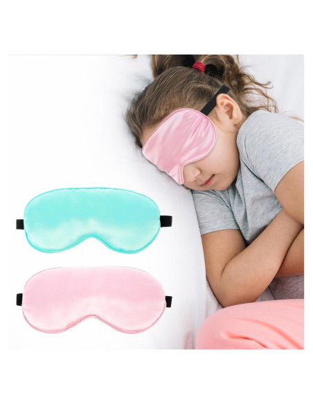 2 Máscaras de Dormir de Seda Teaaha - Rosa y Verde Claro