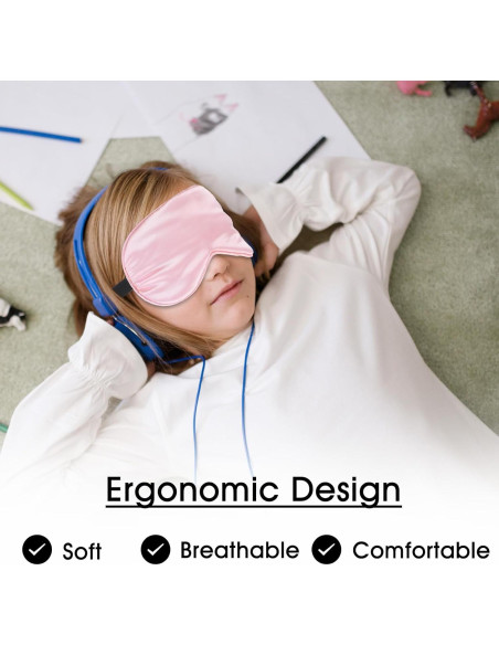 2 Máscaras de Dormir de Seda Teaaha - Rosa y Verde Claro