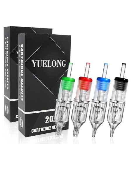 Cartuchos de Agujas de Tatuaje Yuelong 40pcs Mezclados 3RL 5RL 7RL 9RL