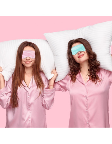 2 Máscaras de Dormir de Seda Teaaha - Rosa y Verde Claro