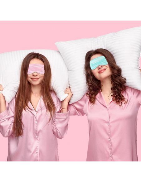 2 Máscaras de Dormir de Seda Teaaha - Rosa y Verde Claro