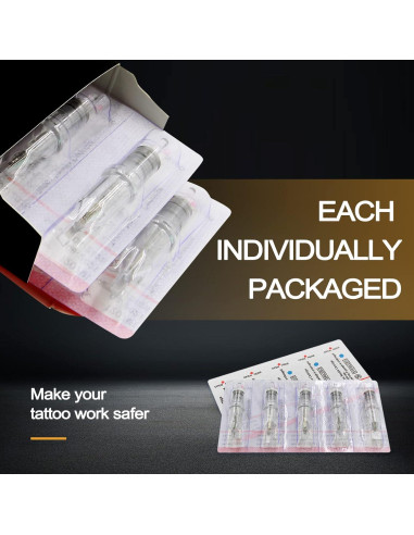 Cartuchos de Agujas de Tatuaje Yuelong 40pcs Mezclados 3RL 5RL 7RL 9RL