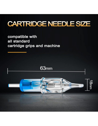 Cartuchos de Agujas de Tatuaje Yuelong 40pcs Mezclados 3RL 5RL 7RL 9RL