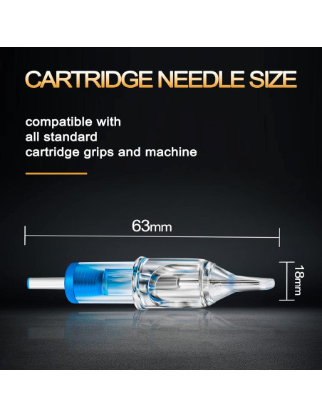 Cartuchos de Agujas de Tatuaje Yuelong 40pcs Mezclados 3RL 5RL 7RL 9RL