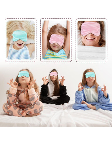 2 Máscaras de Dormir de Seda Teaaha - Rosa y Verde Claro