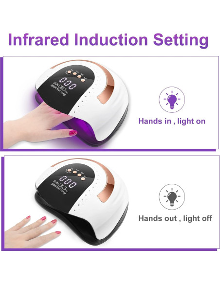 Lámpara UV LED 268W LKE S2 PRO con Temporizador y Sensor