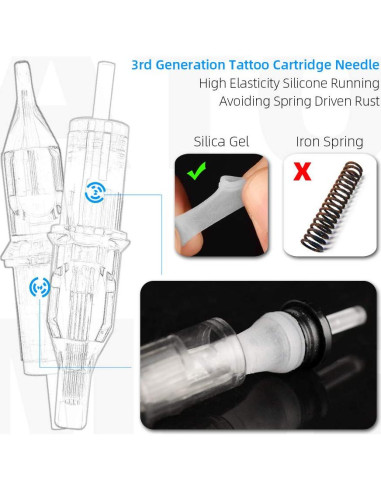 100 Agujas de Tatuaje Desechables ATOMUS 3RL 5RL 7RL 9RL