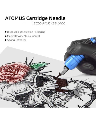 100 Agujas de Tatuaje Desechables ATOMUS 3RL 5RL 7RL 9RL