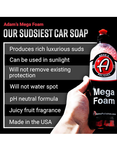 Jabón para Autos Mega Foam Adam 473ml - Neutro pH, Alta Espuma