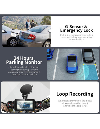 Cámara Dash WIZACE 4 Canales 1080P Visión 360 con SD 64GB