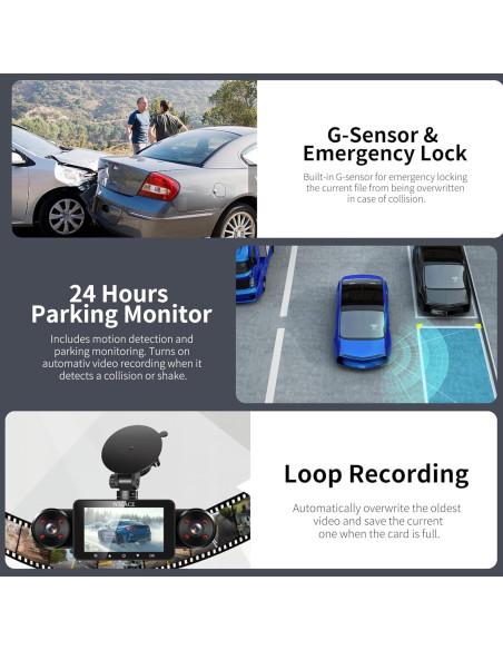 Cámara Dash WIZACE 4 Canales 1080P Visión 360 con SD 64GB