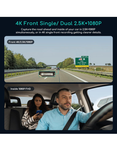 Cámara Dash COOAU D30S 4K GPS Wi-Fi Doble Canal 2.5K+1080P