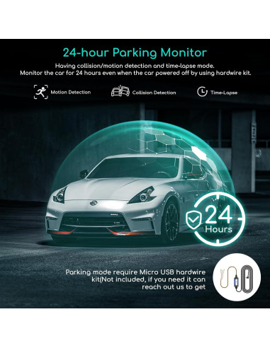 Cámara Dash COOAU D30S 4K GPS Wi-Fi Doble Canal 2.5K+1080P