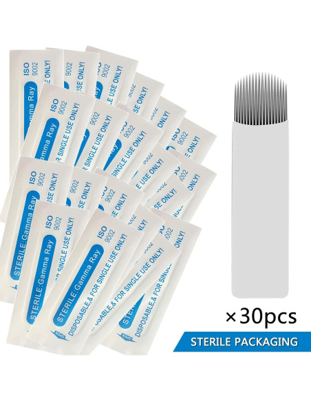 30 Agujas Desechables Microblading Kaiqikaixi 18U Estériles