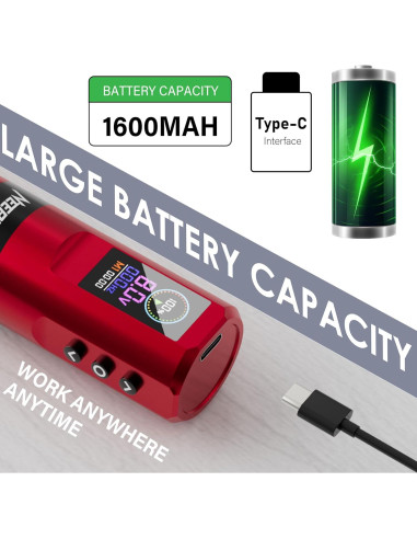 Kit de Tatuaje Inalámbrico Neebol para Principiantes - 20 Agujas, 8 Tintas